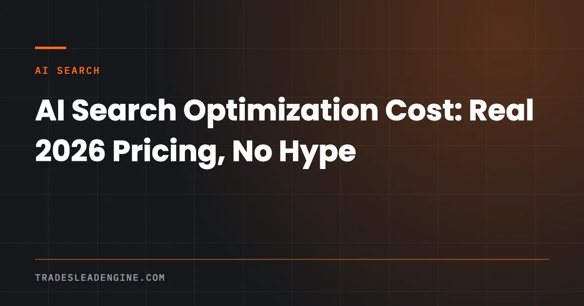 What AI Search Optimization Actually Costs a Contractor — and What It Can't Do 1 AI search optimization pricing breakdown for contractors
