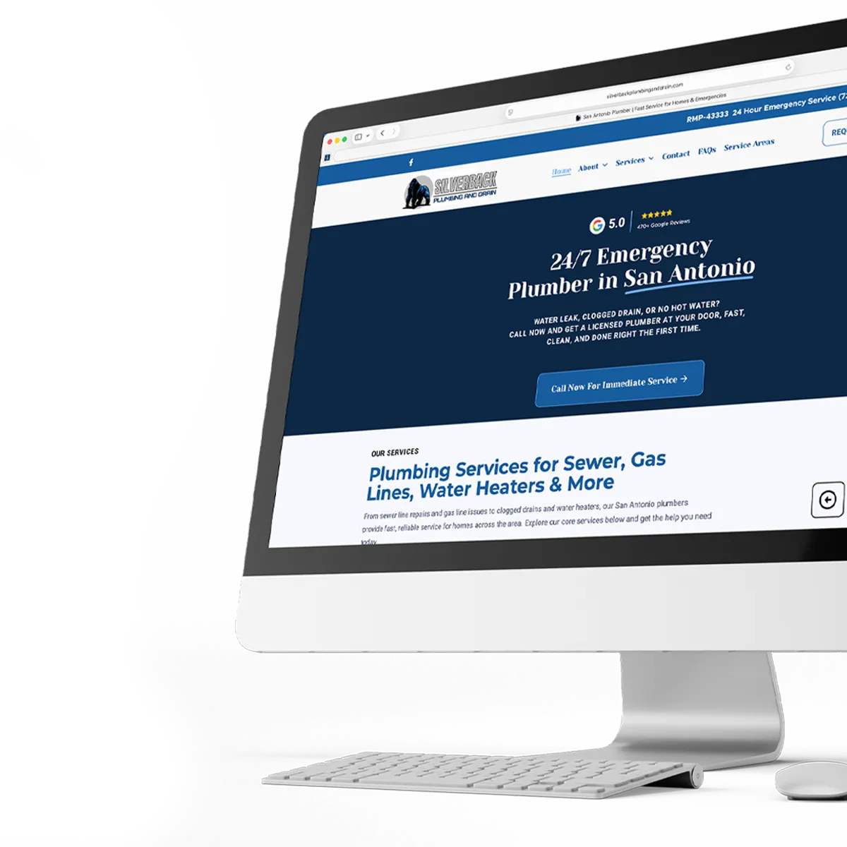 Silverback Plumbing website homepage screenshot