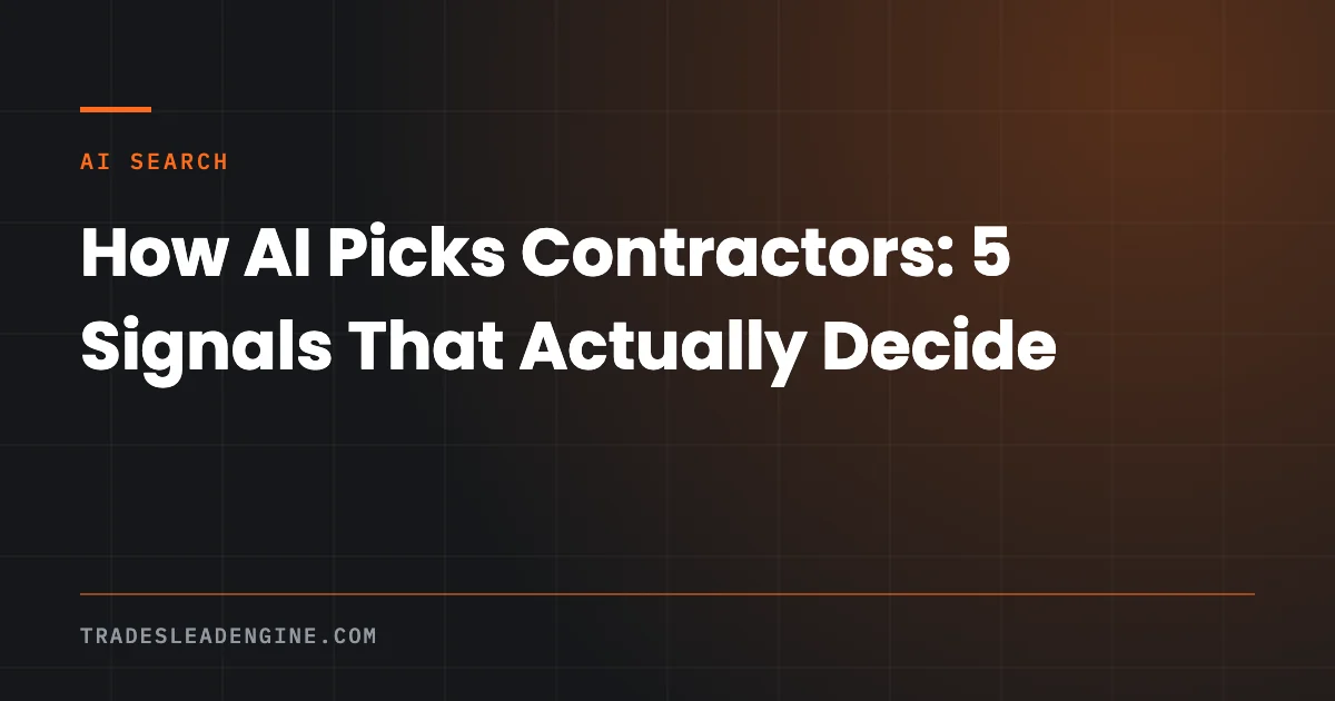 How AI Overviews and ChatGPT Actually Pick Which Contractor to Recommend 1 How AI picks contractors to recommend to homeowners