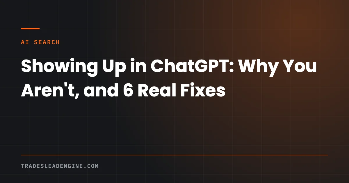 Why Isn't My Business Showing Up in ChatGPT? A Diagnostic for Texas Contractors 1 Showing up in ChatGPT results for a contractor query
