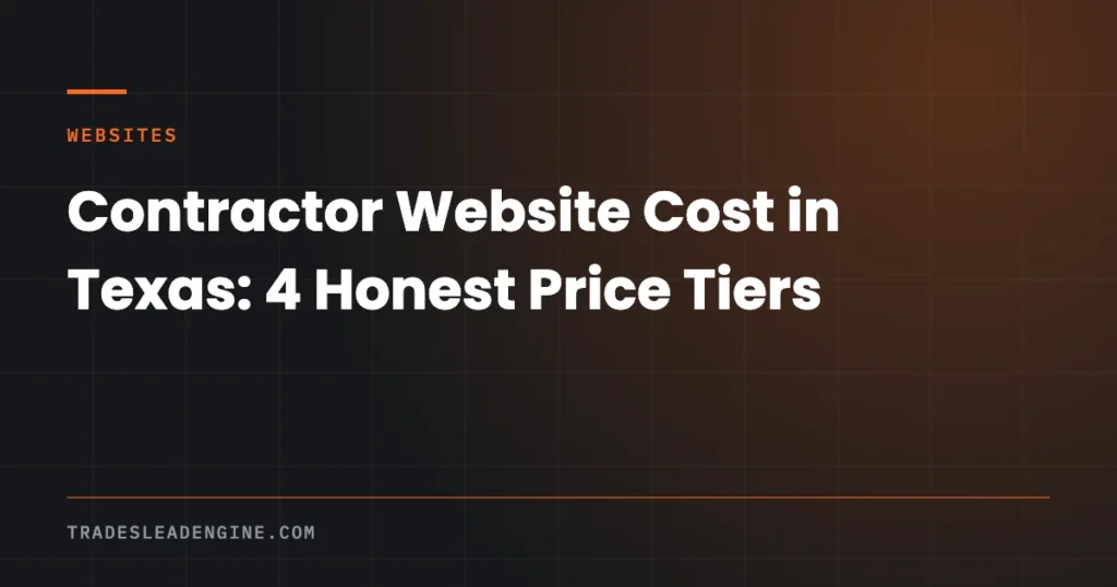 Contractor Marketing Guides for Texas Trades Businesses 4 Contractor website cost tiers compared for Texas trades